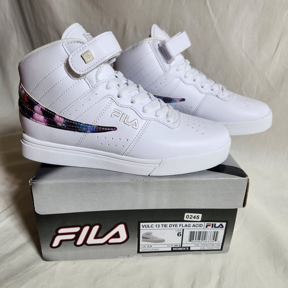 Fila Shoes - Fila Vulc 13 Tie Dye Flag Acid 6 White High-Top Sneakers with Tie-Dye Accent